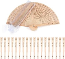 50 Pack Sandalwood Hand Fans With Gift Bags Elegant Design For Weddings Parties