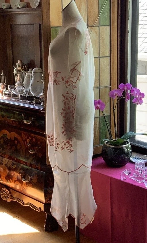 Exquisito vestido vintage de organza de seda hecho a mano en Francia Foto 3 de 4