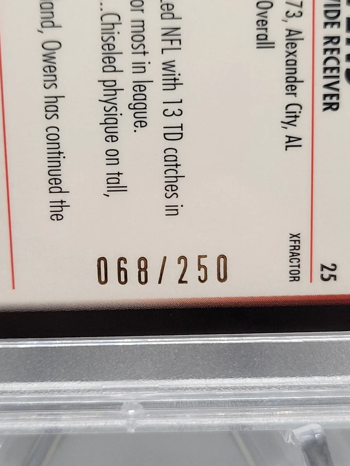 2003 Bowman Chrome XFractor Terrell Owens #/250 SSP 49ers HOF Pop 6 NH PSA Mint - Image 3 of 3