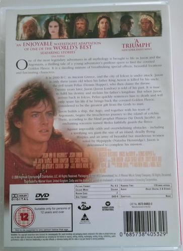 Jason And The Argonauts (DVD, 2000) Dennis Hopper Adventure Region 2 - Picture 2 of 4