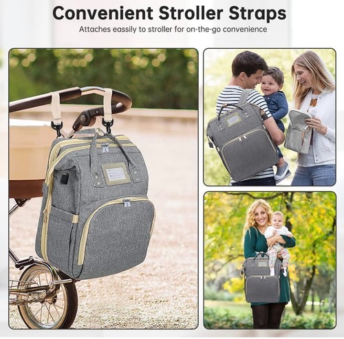 3-in-1 Baby Diaper Bag Backpack with Changing Station Portable Mommy Travel Bag - Picture 4 of 8