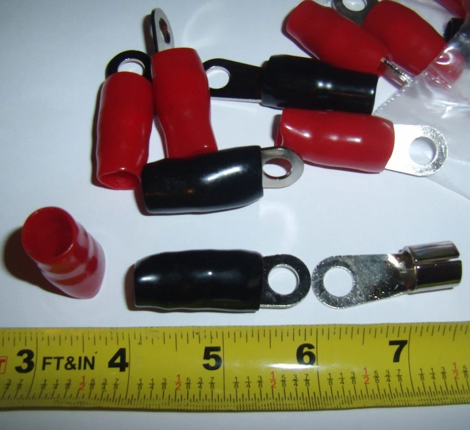 (4) Audio Power Ground Wire Ring Terminal Nickel 2 AWG Ga Gauge 5/16" Connector - Image 2 of 2