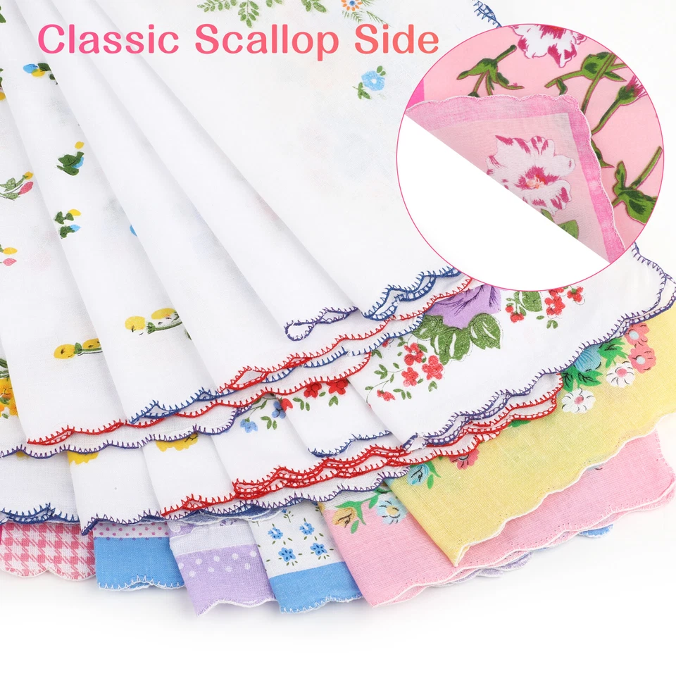 20pcs Men Women 100% Cotton Handkerchiefs Vintage Floral Square Pocket Hankies - Image 4 of 4