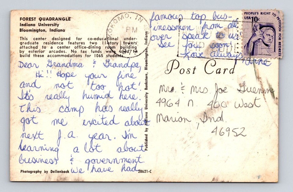 Bloomington INIndiana, Indiana University Forest Quadrangle Vintage