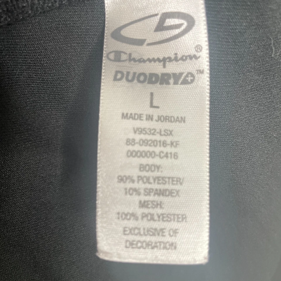 Camisa Champion Duo Dry Feminina Grande Rosas Pretas 1/4 Zíper Manga Longa Roupa Ativa - Imagem 4 de 4