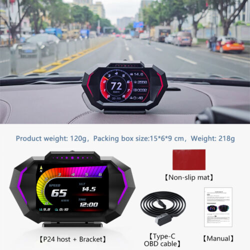 Digital Car Speedometer OBD2 GPS Headup Display HUD lnclinometer RPM Alarm Gauge - Picture 13 of 23