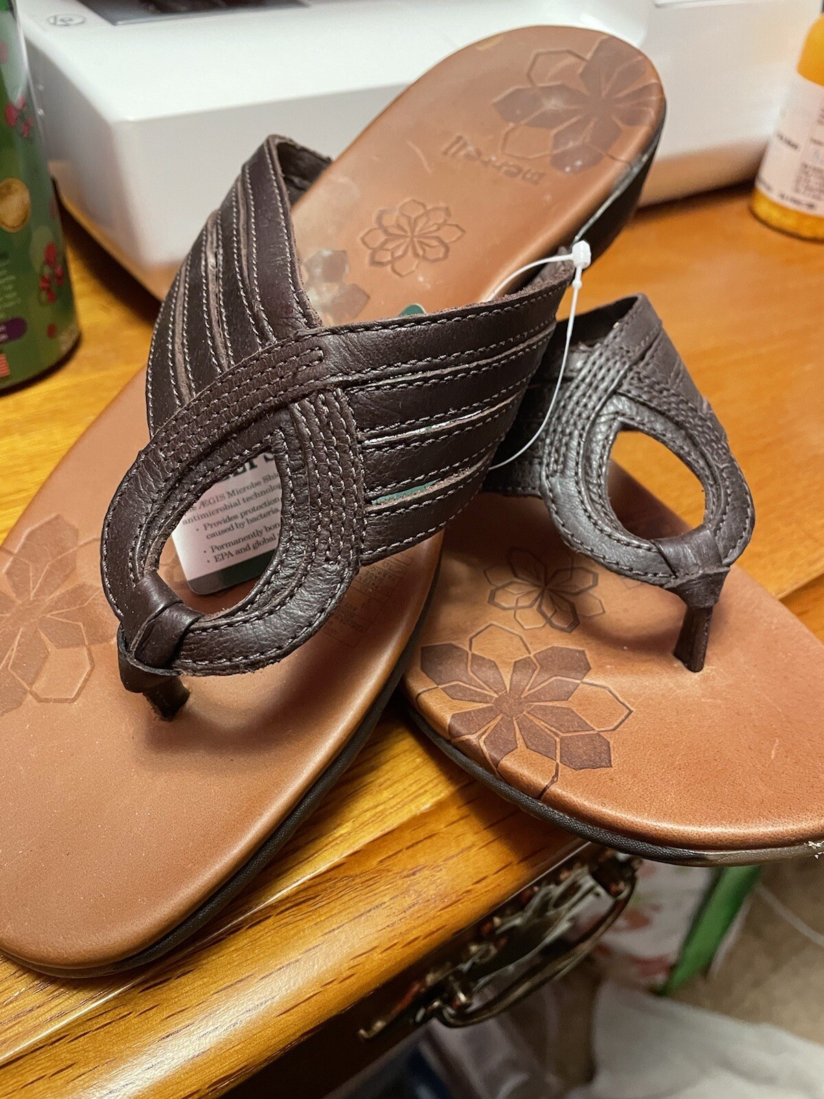 ��Sandali Donna ��Merrell Colore Mogano Taglia 9 Tipo Tanga