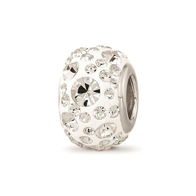 Reflection Beads Sterling Silver Rhodium Plated Preciosa Crystal White Bead