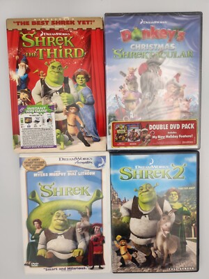 SHREK DVD MOVIE COLLECTION 1, 2,THIRD, FOREVER AFTER AND CHRISTMAS 2 ARE SEALED