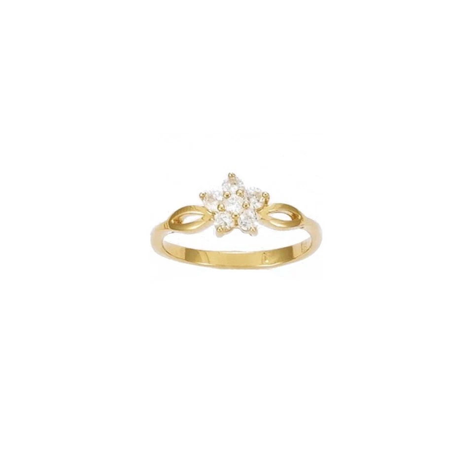 Bague fleur zirconium oxyde zirconium plaqué or 18 carats(garanti sans nickel) - Photo 1/1