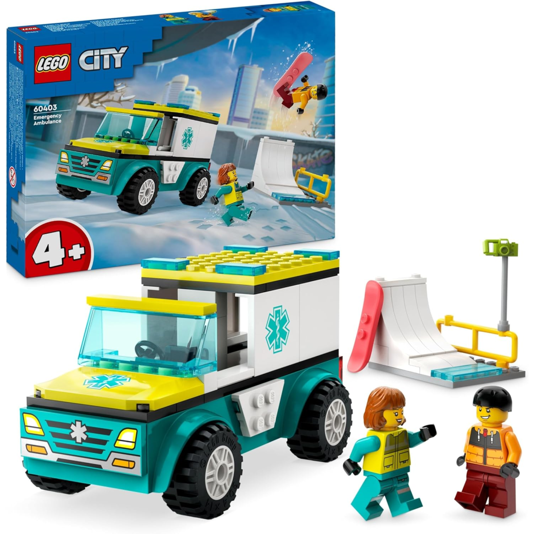 LEGO City 60403 Emergency Ambulance and Snowboarder Vehicle Toys