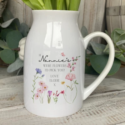 UNIQUEPGIFTS Personalised Vase If Nanny's Were Flowers Jug Small MOTHERS DAY Gift ANY ROLE