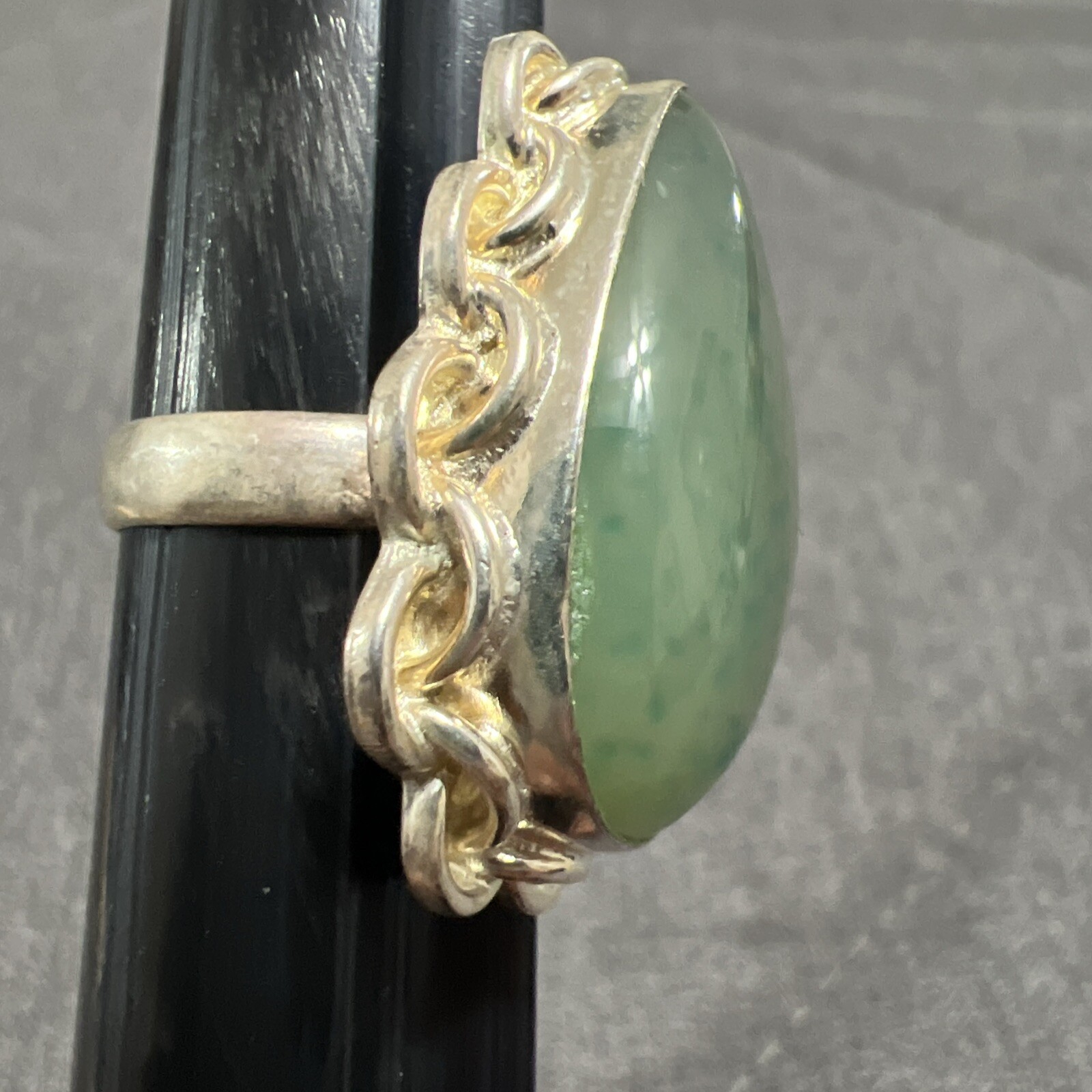 Sterling Silver  Pear Shape Ring Large Chrysopras… - image 8