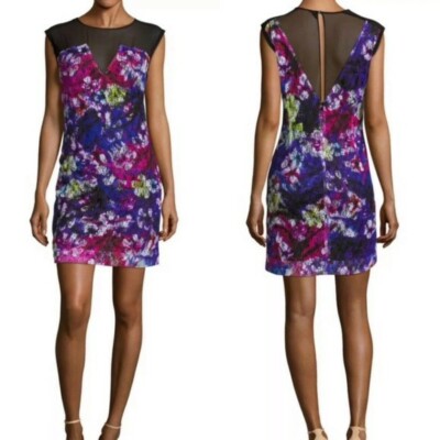 Nwt Sandro Women's Reveil Floral Print Dress Purple & Black Sz S