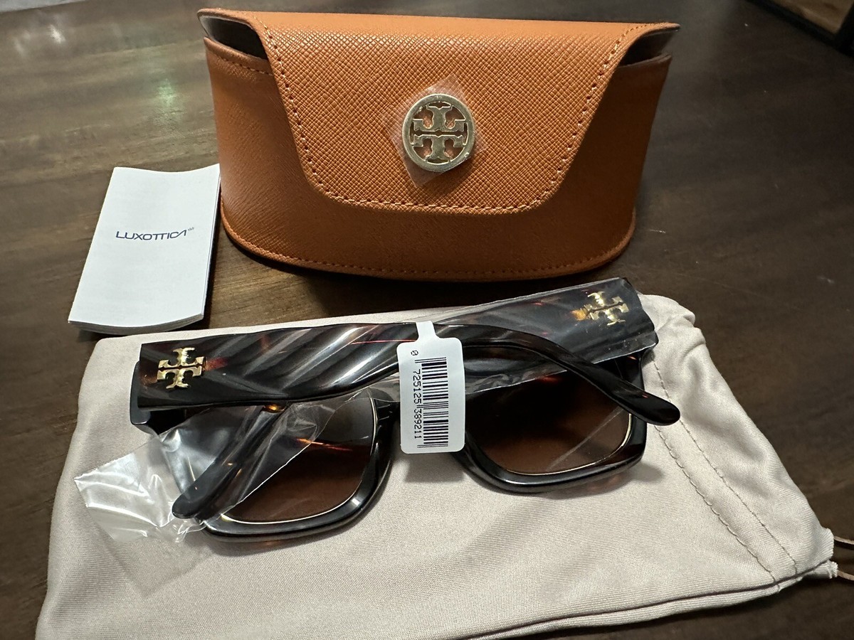 Tory Burch Kira Square Sunglasses, Dark Tortoise Brown Gradient