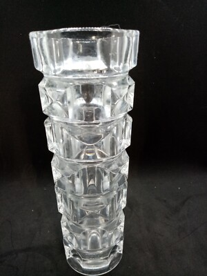Vintage Cristal D'Arques Kristall geschliffenes Glas Stiel Vase 60er Jahre eisklar 22 cm