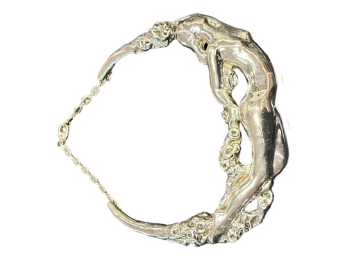 VTG Sterling Silver Electroform Nude Woman Swimming Choker Necklace GW Israel - Picture 13 of 13