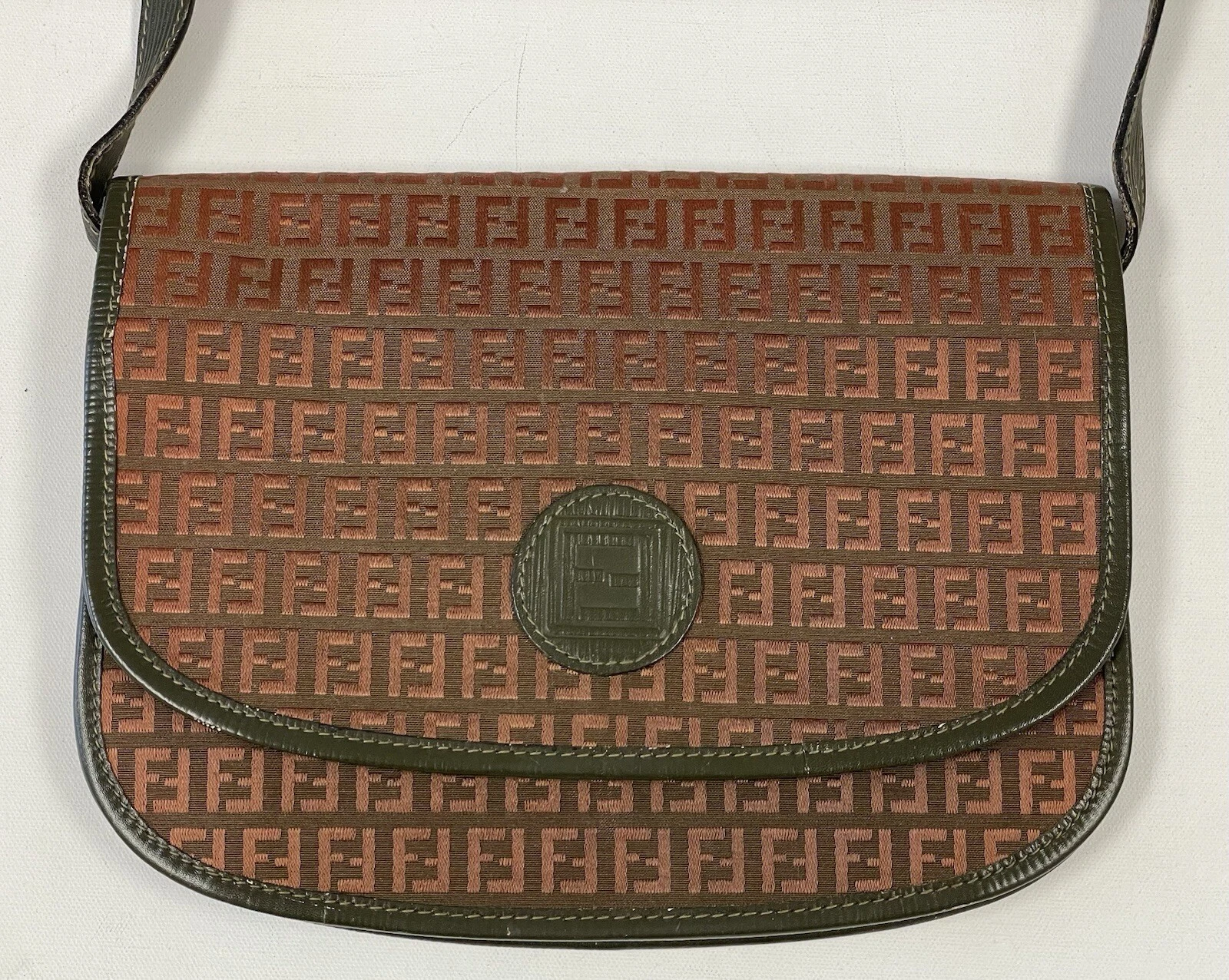 Fendi S.A.S. vintage Borsa a tracolla Roma Zucca FF Monogram in pelle jacquard