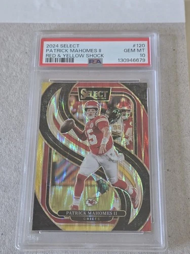 2024 Select Patrick Mahomes II Red & Yellow Shock #120 PSA 10 Gem Mint POP 7 LOW