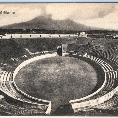 c1910s Pompeii, Italy Anfiteatro Roman Amphitheater Mount Vesuvius Volcano A339