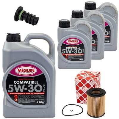 Motoröl Filter Set 5W-30 Plus Meguin 8 Liter + Schraube für Mercedes S-Klasse
