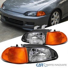 Fits 1992-1995 Honda Civic Eh Eg Ej 4dr Sedan Black Headlightscorner Lamps Pair