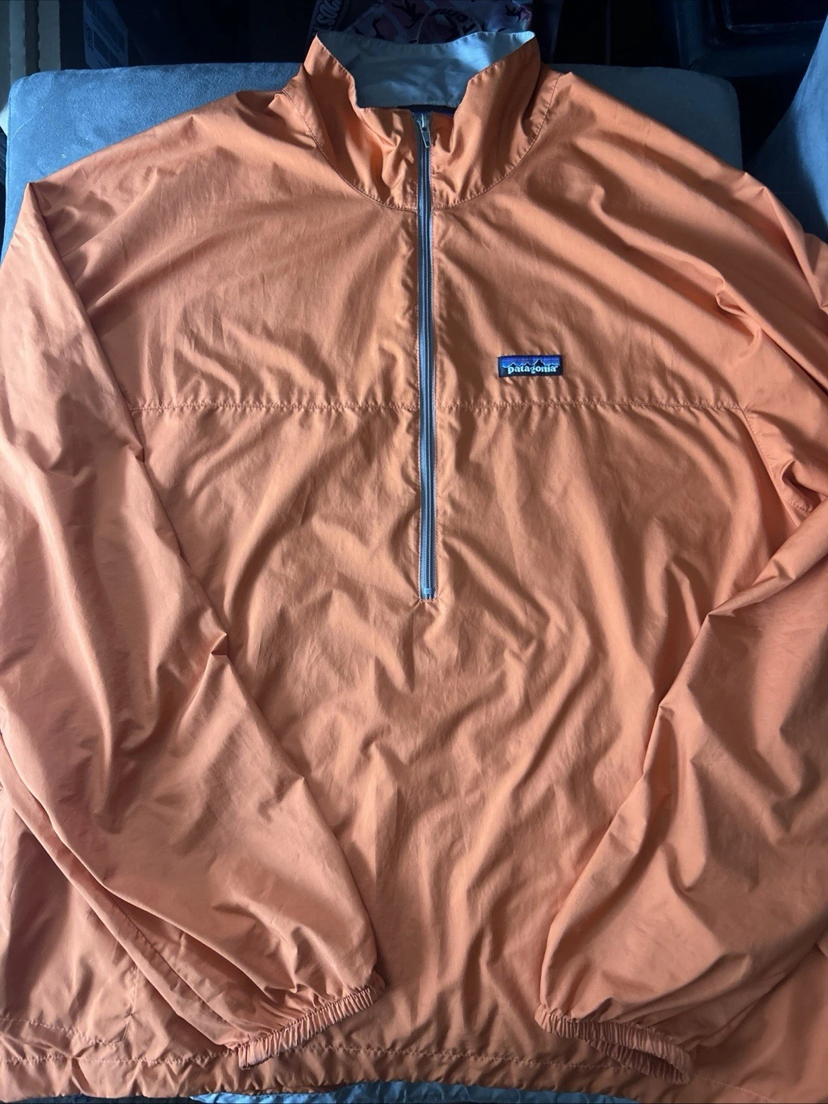 Patagonia XL Orange Wind Shirt 1/4 Zip Made in Colombia Vintage Secret Pocket