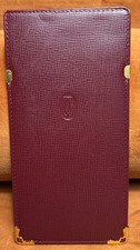 Vintage Must de Cartier Burgundy Leather Glasses Case with Gold Hardware