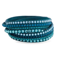 Swarovski Slake Teal 2 in 1 Suede Wrap Bracelet - Medium 5043496-M