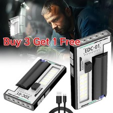 Pocket LED Flashlight Magnetic USB Rechargeable Mini Torch Portable Work Light