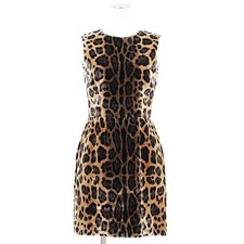 DOLCE&GABBANA Sleeveless Dress Women Size 38 Leopard Velvet Light Brown Black