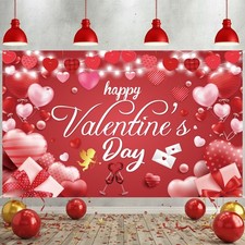 Happy Valentines Day Banner Valentines Day Backdrop for Photography 71x43 Inc...