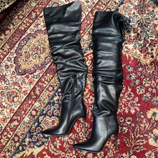 BNWT RITA ORA PRIMARK BLACK THIGH HIGH HEEL BOOTS UK 5 Eur 38