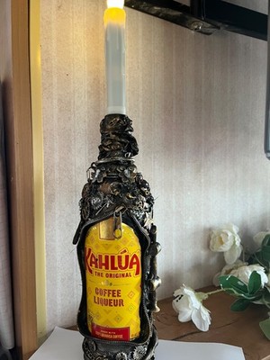 Steampunk Halloween Tischdeko: Up Cycled Kahlua Kaffeelikör Glasflasche