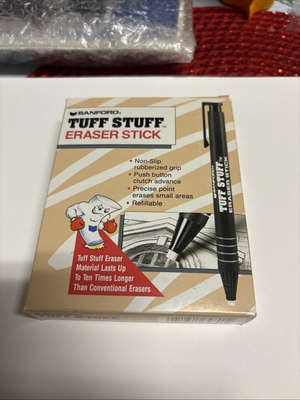 #ad #ad VTG Sanford TUFF STUFF Eraser Stick Japan Black Barrel NOS Open Box Of 7 $34.99