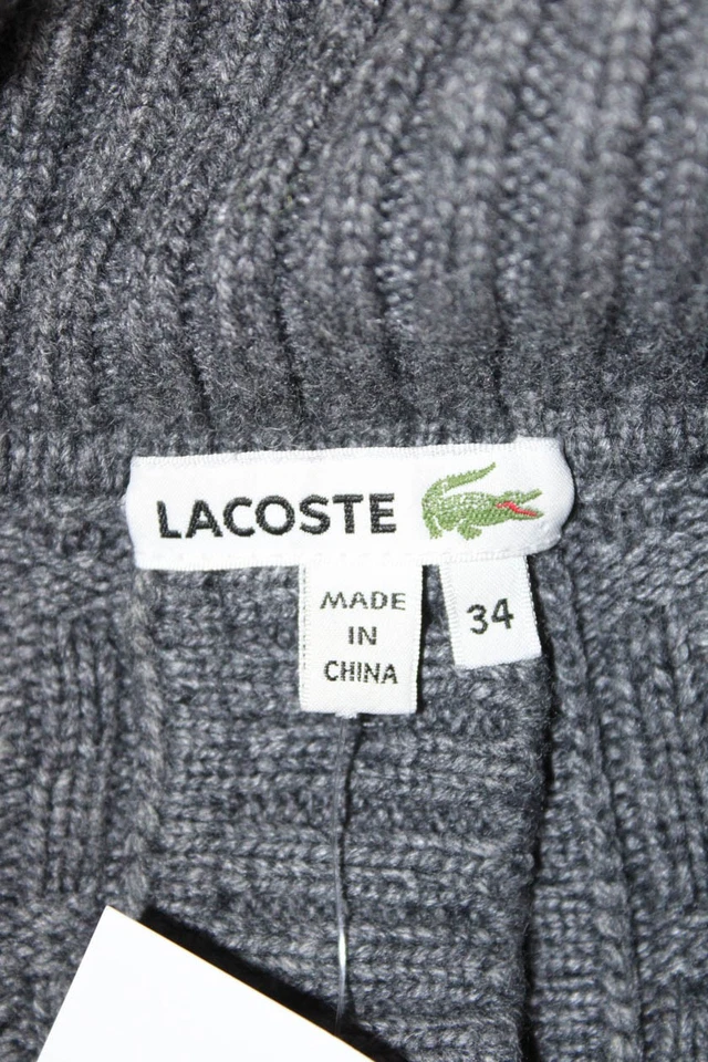 Cárdigan con botones de cuello alto gris oscuro Lacoste para mujer talla 34 Foto 4 de 4