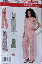 UNCUT Simplicity Pattern 1355 Misses Long Dress Jumpsuit Size XXS XS M L XL XXL 
