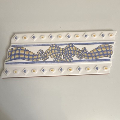 SF-1012 Ceramic Border Tile Glazed Geometric Blue Yellow 10x4 Bathroom Kitchen