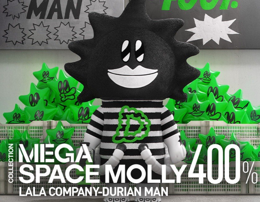 HOT POP MART Mega Space Molly 400% Lala Company Durian Man