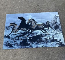 Vintage Stallions Horses Mirro-Scene Hoyne Industries Mirrored Tiles 70s Picture
