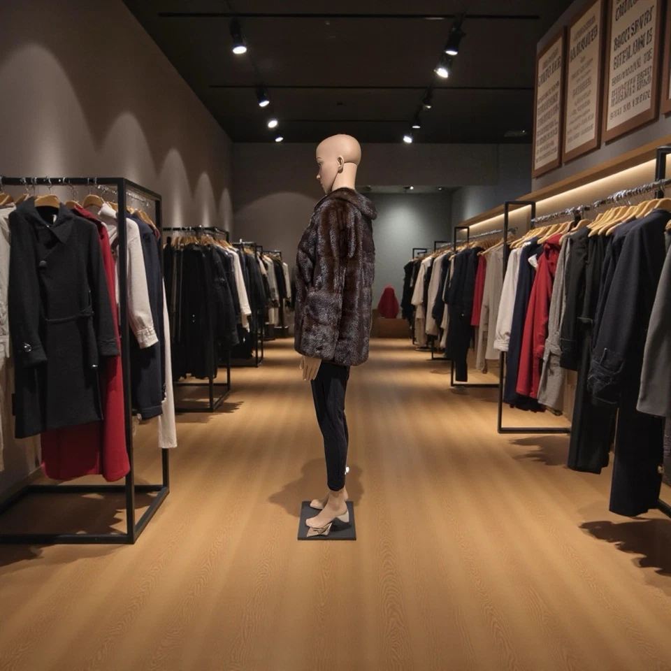 女士美丽复古水平红木貂皮毛皮夹克 M/L — 第 3/4 张图片