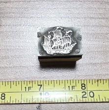 Vintage Letterpress Printing Block Sailing Ship Boat Pirate?
