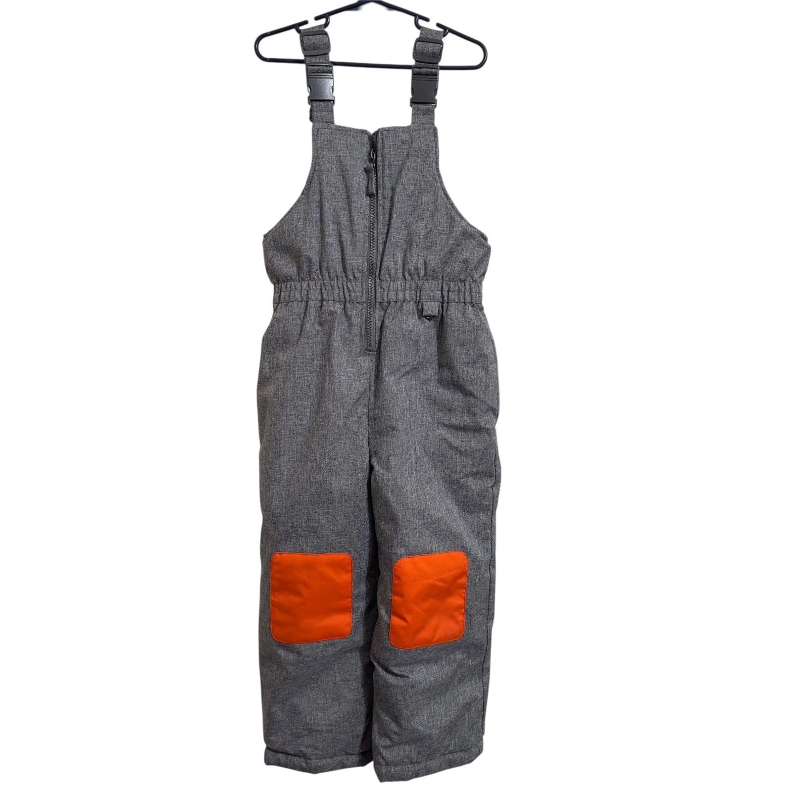 Rugged Bear Kids Gray Orange Insulated Snow Bib Overalls Size 5