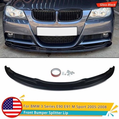 Front Bumper Splitter Lip For BMW 3-Series E90 E91 325i 330i M Sport 2005-2008