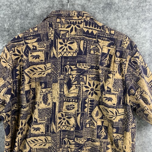 Hilo Hattie Herren Hemd Extra Large Braun Tribal Print Baumwolle/Rayon Mischung Tasche - Bild 4 von 11