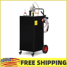 30 Gallon Portable Gas Caddy w/Manual Transfer Pump 4 Wheels for Cars,Lawn Mower