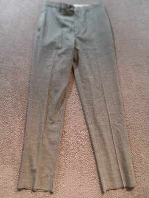 Calvin Klein Men s Slim Pinstripe Dress Pants 34R Gray Wool Blend Linen Unhemmed