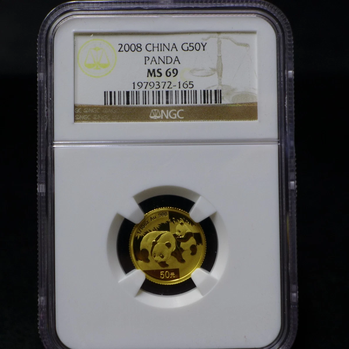 Chinese Panda MS 69 Grade 1/10 oz Precious Metal Content per Unit