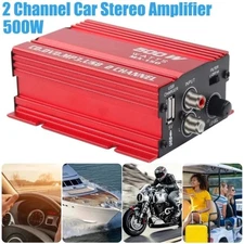 12V 2 Channel Powerful Stereo Audio Power Amplifier HiFi Bass Amp Car Home 500W·
