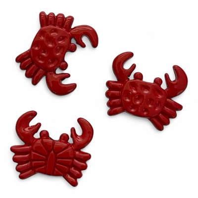 10 pcs Red Crab Spacer Beads Beach Findings 2 Sided Enamel Finish 15x13mm